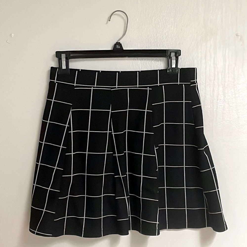 black windowpane skirt